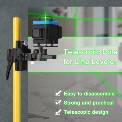 Max 4.2m Height Adjustable Line Leveler Stand Bar Telescopic Pole Bracket 1/4 Thread Lift Extend Holder for La-ser Level