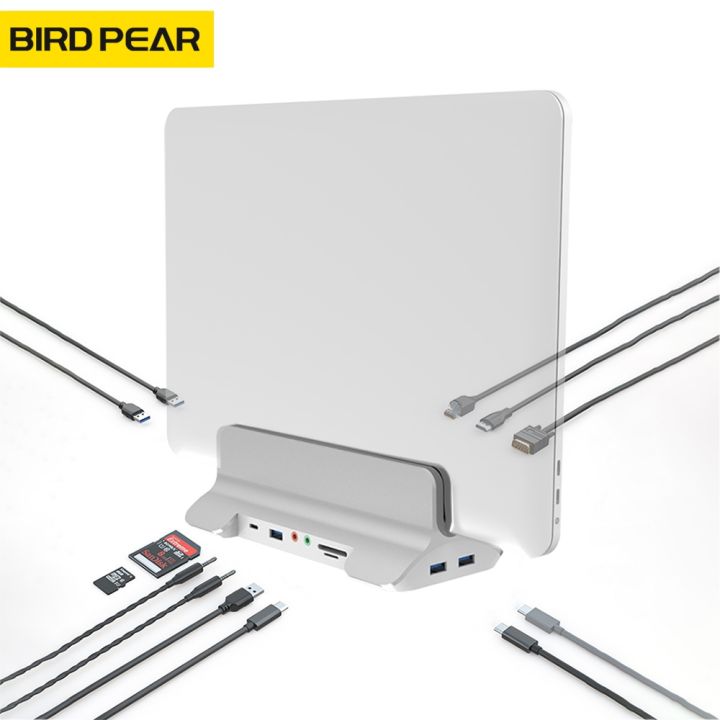 Vertical Laptop Stand USB C Docking Station 12 in 1 HDMI Compatible 4K