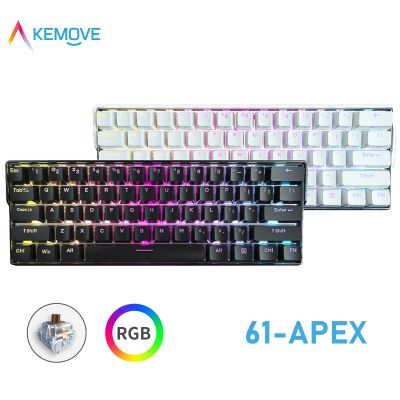 Kemove 61-APEX 60% Wireless Bluetooth Mechanical Keyboard RGB Backlit Ergonomic Hotswap Keyboard for Windows Mac PC Gamers Basic Keyboards