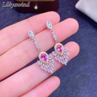 Liliyawind บุคลิกภาพ Charm หยดน้ำ Zircon ทองแดงสีชมพูผู้หญิง Drop ต่างหู A1E