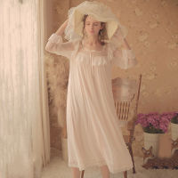 Ao Dai Fairy Sleepdress ผู้หญิงฤดูใบไม้ผลิฤดูใบไม้ร่วงฤดูหนาวศาลลมแขนยาวเซ็กซี่หวานเจ้าหญิงลมบวกขนาดยาวชุดนอนผ้าฝ้ายแท้