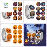 GJ56 500 pcs/roll โกสต์ผี สติกเกอร์ฟักทองฮาโลวีน กาวไม่แห้ง Pumpkin emote ป้ายฮาโลวีน น่ารักน่ารักๆ กาวในตัว ของตกแต่งงานปาร์ตี้