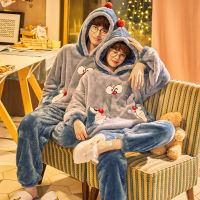 Winter Thicken Couples Pajamas Suit Sleepwear Women Men Loungewear Soft Warm Pijamas Sets Kawaii Cat Unisex Lovers Clothes