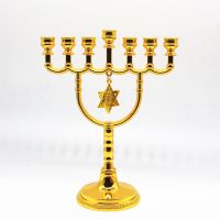 【✆New✆】 jiawei1 เชิงเทียนทองเหลืองขนาดใหญ่สำหรับชาวที่เก็บคริสตัลถือถือเชิงเทียน7สาขาศาสนา