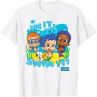 เสื้อยืดผ้าฝ้ายพรีเมี่ยม เสื้อยืด พิมพ์ลายกราฟฟิค Bubble Guppies In It To Swim It