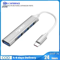 ZOW Mall USB C Hub 4ฮับ USB พอร์ต USB ขนาดเล็กบางเฉียบอะแดปเตอร์ข้อมูลดองเกิลพอร์ตพร้อมสายเคเบิลสำหรับเครื่องพิมพ์แล็ปท็อป PC แฟลชไดร์ฟ