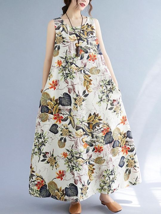 hot-sleeveless-linen-vintage-floral-new-dresses-for-women-casual-loose-maxi-long-summer-dress-elegant-2023
