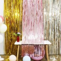 (TEX)2/3M Party Background Wedding Decoration Foil Fringe Curtain Sequin Bachelorette Photo Backdrop Wall Curtain Birthday BabyShower