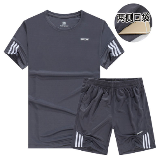 [Spot Hot] Summer Sports Set Men Leisure Run Short Sleeve T Mens Sportswear Trainin