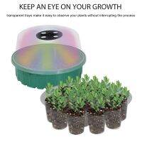 Seed Starter Tray with Full Sectrum Growth Light Transparent Cover Greenhouse Plant Cell Geramination Propogation Pots 14 Holes