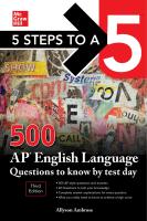 หนังสืออังกฤษใหม่ 5 Steps to a 5: 500 AP English Language Questions to Know by Test Day, Third Edition (3RD) [Paperback]