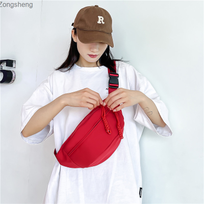 กระเป๋าสะพายข้างกระเป๋าเล็กกระเป๋าฉบับภาษาเกาหลี2023ins ผู้หญิง Zongsheng ผ้ากระเป๋าคาดหน้าอกสไตล์เดียวกันกระเป๋าคาดหน้าอกสำหรับผู้หญิงผ้าอ๊อกซ์ฟอร์ดกันน้ำ