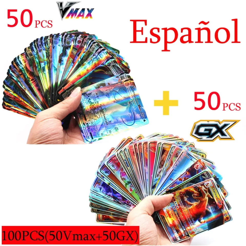 50-100Pcs Spanish Pokemon Card 100VMAX 100 GX Best Selling Children Battle  Desktop Game Tag Team Shining cartas pokemon Card Toy