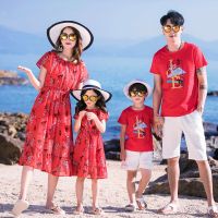 Summer Beach Family Matching Outfits Mother Daughter Father Son Holiday Seaside Set T-shirts and Shorts Matching Couple Outfits