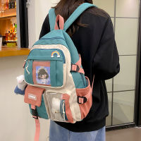 2021 Womens Backpack Candy Color Buckle Badge Fashion Cute Schoolbag Shoulder Student Bag Teenage Girl College School Backpacks