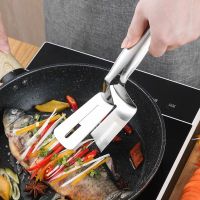 Stainless Steel Frying Fish Steak Chops Barbecue Clip Fried Steak Clamp Turn Flipper Clip Food Tong Gripper Bread Clip BBQ Tool Cooking Utensils