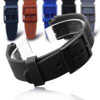 ♝ MR NENG อุปกรณ์เสริมสำหรับนาฬิกา Swatch หัวเข็มขัดสีดำสีขาว Navy สายนาฬิกาซิลิโคน 16 มม. 17 มม. 19 มม. 20 มม. สายยาง