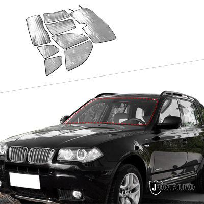 สำหรับ BMW X3 E83 2006-2010อลูมิเนียมฟอยล์เงินรถด้านหน้ากระจกเต็มหน้าต่างกระจกป้องกันแสงแดดร่มกันแดดอุปกรณ์เสริมในรถยนต์