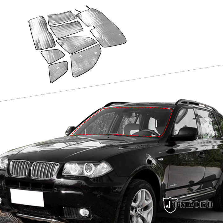 สำหรับ-bmw-x3-e83-2006-2010อลูมิเนียมฟอยล์เงินรถด้านหน้ากระจกเต็มหน้าต่างกระจกป้องกันแสงแดดร่มกันแดดอุปกรณ์เสริมในรถยนต์