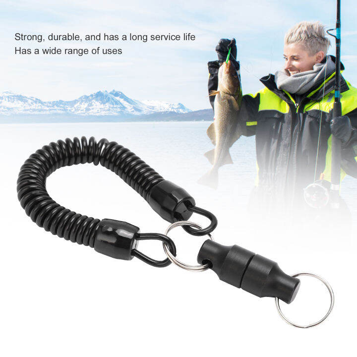 HBX] Magnet Clip Metal Fishing Net Magnetic Release Holder Retractor  Hanging Buckle With Lanyard