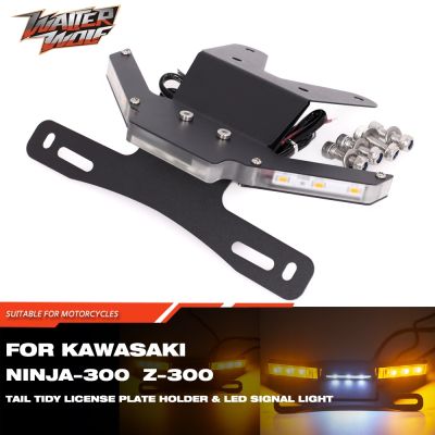 Z300 License Plate Holder Motorcycle with Light LED For KAWASAKI NINJA 250 Z250 Z 300 Tail Tidy Registration Bracket NINJA300