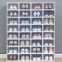 NEW Fold Plastic Shoes Thickened Transparent Storage Door Closet Organizer Shelf Stack