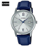 Velashop นาฬิกาข้อมือ Casio Standard สายหนัง รุ่น MTP-V002L-2B3UDF - สีน้ำเงิน, MTP-V002L-2B3, MTP-V002L