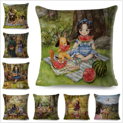 hot！【DT】☎❉۩  Cartoon Tale Pillowcase Child Cushion Cover for Sofa Car 45x45cm