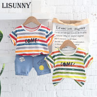 2022 Summer Kids Clothing Sets Toddler Girls Boys Clothes Short Sleeve Stripe T Shirt Shorts Infant Tracksuit Baby Outfits 0-4y