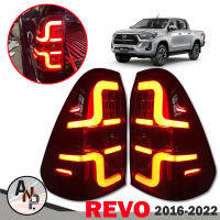 ไฟท้าย LED สำหรับ รุ่น  TOYOTA HILUX REVO (โตโยต้า ไฮลักซ์ ไฮลักซ์ รีโว่) ปี 2016 - 2020 สีสโม๊ค 1คู่  พร้อมชุดสายไฟ พร้อมติดตั้ง