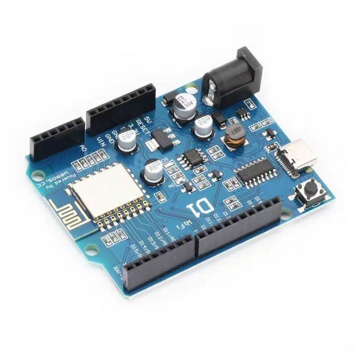 WeMos D1 WiFi UNO R3 development board is based on ESP8266 ESP-12E ...