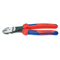 KNIPEX 74 22 200 Comfort Grip High Leverage Angled Diagonal Cutter, 8-Inch, Angled, Comfort Grip