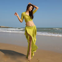 Belly Dance Practice เสื้อผ้าฤดูร้อนใหม่บล็อกสีผ้าฝ้ายชุดฝึกอบรมกระโปรงอินเดีย Oriental เต้นรำ Perforamnce ชุด...