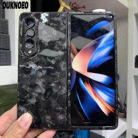 Funda เคสโทรศัพท์คาร์บอนไฟเบอร์แท้สำหรับ Samsung Galaxy Z Fold 4 5G เส้นใยบางเฉียบสีดำกันกระแทกเคสป้องกัน