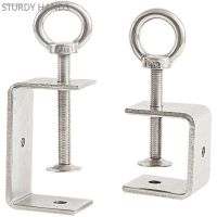 ℡¤ 304 Stainless Steel C-clamp Steel Pipe Square Clamp Pull Ring Adjustable Fixed Holder Clip Multi-function Hardware Fasteners