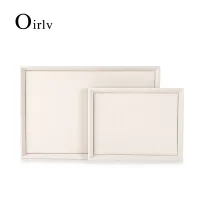 Oirlv ถาดโชว์จี้หนัง PU สีขาวสำหรับ Lemari Toko ขนาด45*30*2ซม. กล่องเครื่องประดับ