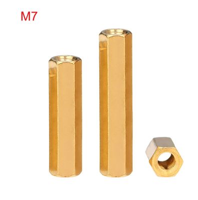 1Pcs M7 Brass Hex Female To Female Standoff Spacer Column Hexagon Hand Knob Nuts PCB Motherboard DIY Model Parts Nails Screws Fasteners