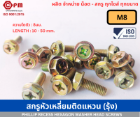 สกรูหัวเหลี่ยมติดแหวน (รุ้ง) M8 (ความโตตัว8มม.) [PHILLIP RECESS HEXAGON WASHER HEAD SCREWS]