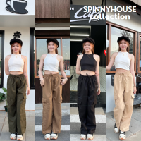 ? SpinnyHouse ? กางเกงคาร์โก้ ขากระบอก ผ้าไมโคร?สไตล์y2k แมชง่าย ดีเทลกระเป๋าข้าง สไตล์วัยรุ่น รุ่น กางเกงคาร์โก้