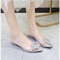 high-heeled sandals▽❀✐Bao-head transparent sandals fairy wind 2022 new summer fine heels back empty single-shoe net r