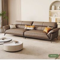 Indulge in Light Luxury with a Premium Italian Sofa - Real Leather Upholstery, Minimalist Inline Design, Multi-Seat Accommodation and Timeless Elegance for Your Living Room