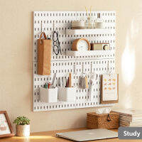 PACKONE แผ่นวางติดผนัง pegboard เป๊กบอร์ด 28*28CM ไม่เจาะ ใช้กาวสองในการติด ชันวางของใช้ ชั้นโชว์ ช่วยให้เป็นระเบียบเรียบร้อย DIY กระดานแขวนผนัง