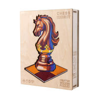 Chess Knight Wooden Puzzle For Children Educational Toys 3D Family Puzzle Games Wooden Jigsaw Puzzle DIY Wood Crafts Gifts