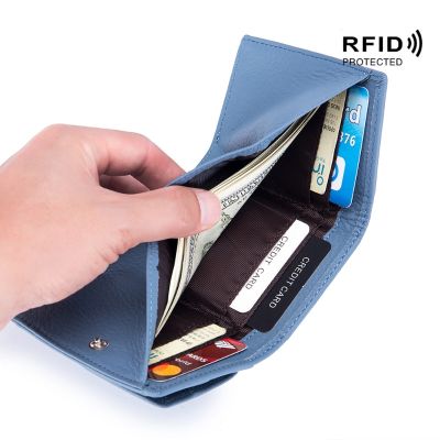 ：“{—— Multicolor Genuine Leather Small Wallet Japanese Coin Purse RFID Solid Color Casual Coin Purse Top Layer Cowhide Mini Purse