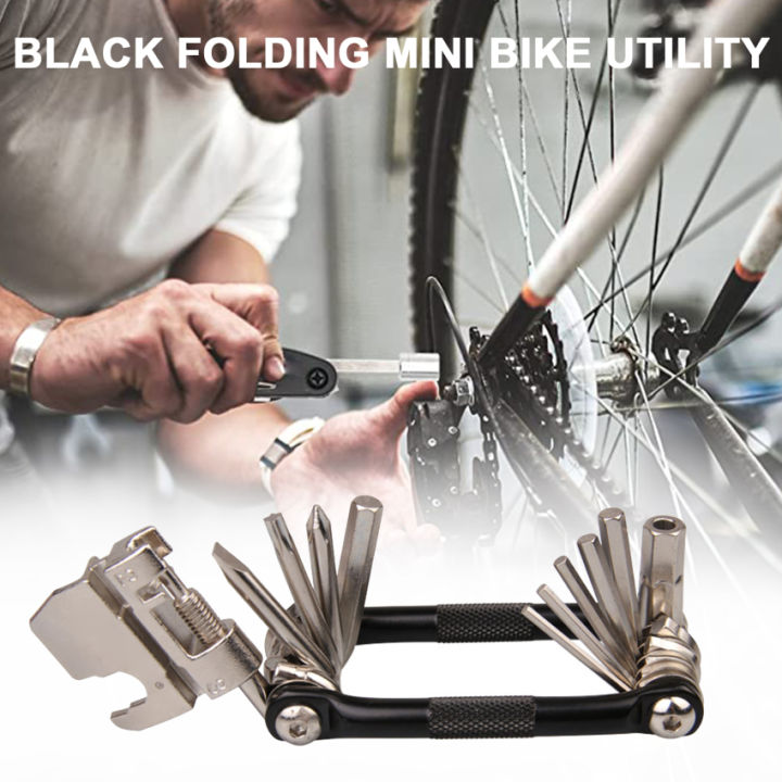 เครื่องมือ17-in-1-multi-tool-สแตนเลส-จักรยานอลูมิเนียม-multi-tool-สีดำพับคอมโบตัวรับ-multi-tool