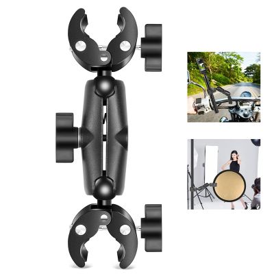 Motorcycle Dualheads Crab Clamp Handlebar Fixed Mount Bike Holder Mount For Gopro Sports Action Cameras