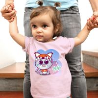 Hello Cat Kawaii Harajuku Girls Clothes French Fashion Cartoon Tee Shirt Enfant Fille Short Sleeve Summer Sweet Cute Kids Tops