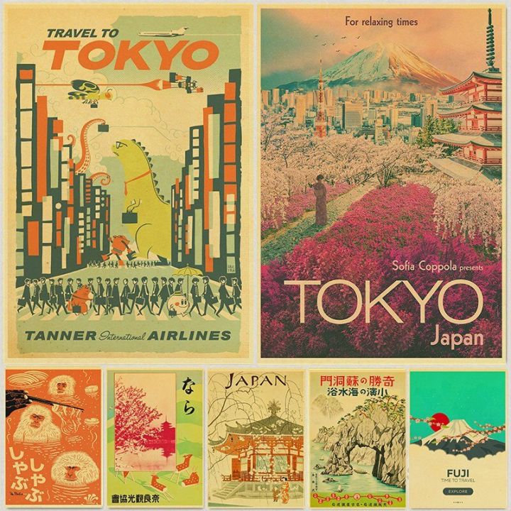 ญี่ปุ่นแรงบันดาลใจตกแต่งผนัง-ย้อนยุคโตเกียวท่องเที่ยวผ้าใบจิตรกรรมและโปสเตอร์