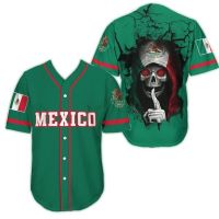 Mexico Ancient Aztec Baseball Jersey Skull Mexico Flag Printed Shirt For Mexican All Printing Baseball Jersey Polyester