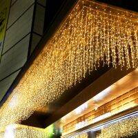 ม่านพวงดอกไม้ LED คริสต์มาส4M AC 220V ไฟสตริง ICICLE Droop 0.6m สวนถนนกลางแจ้งไฟวันหยุด